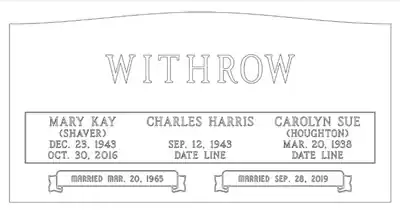 Black and white scaled line drawing proof of Withrow monument
